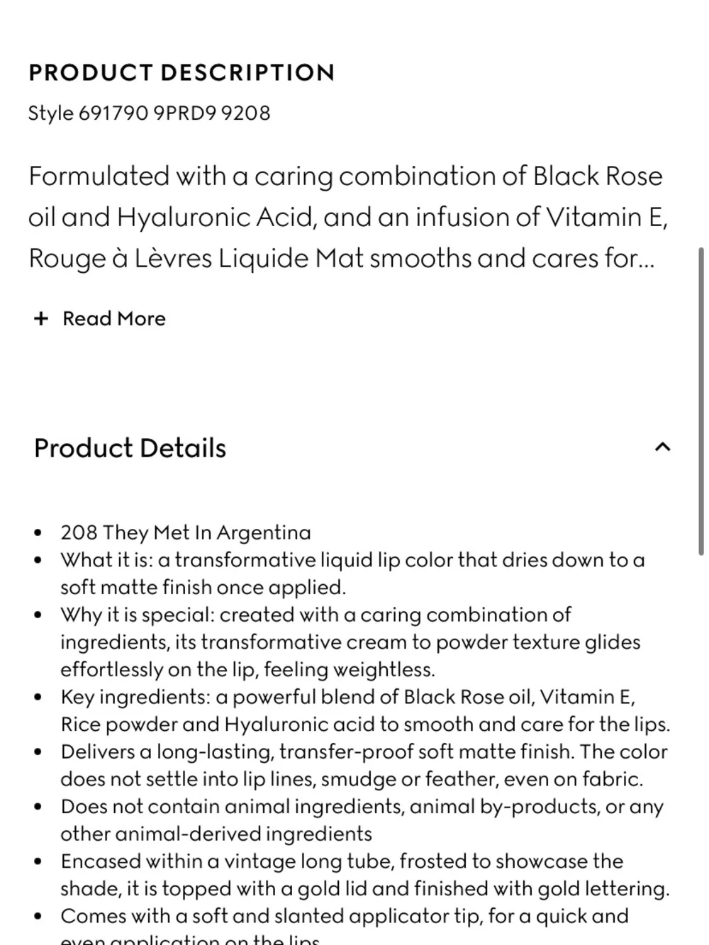New Gucci Liquid Matte Lipstick 208 They Met In Argentina - Rose Mauve